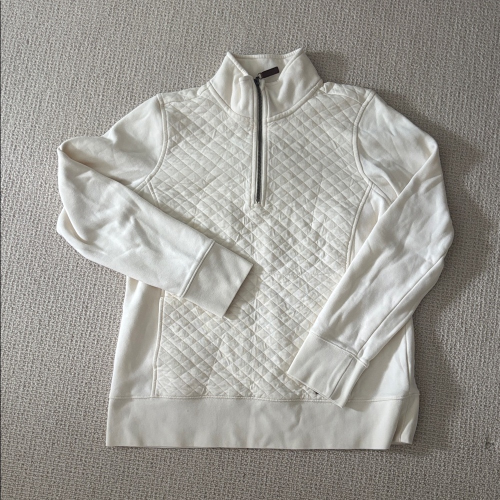L.L. Bean Cream Quilted Quarter Zip